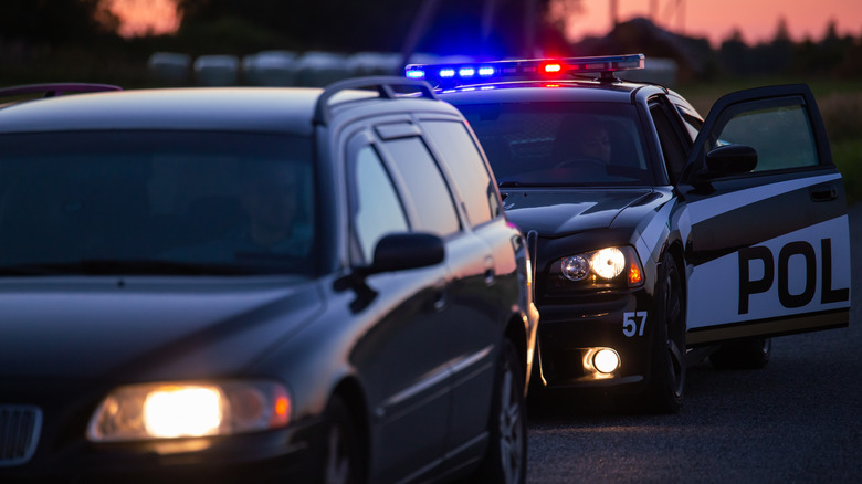 Police pulling over vehicle