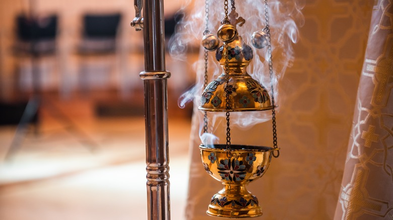Frankincense in incense burner