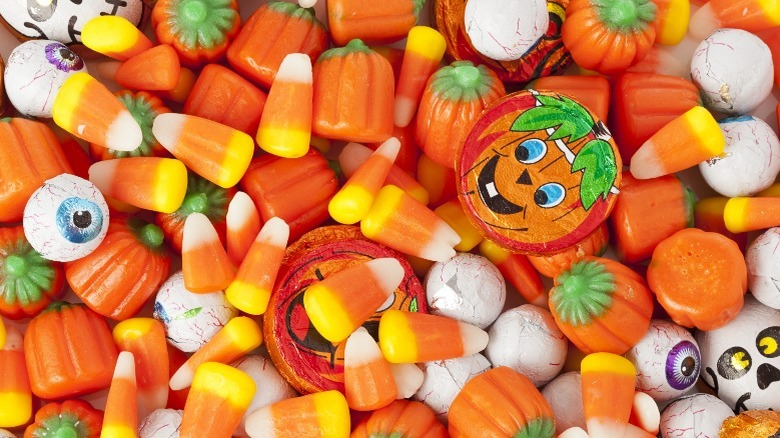 An assortment of Halloween candy