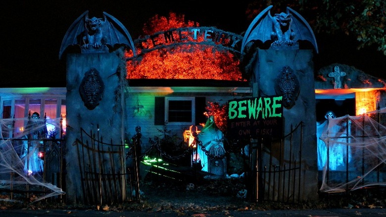 Entrance of a haunted house attraction