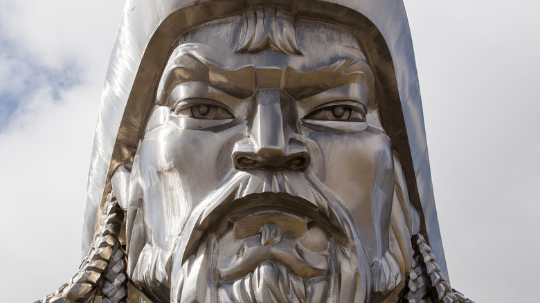 Statue of Genghis Khan's face 