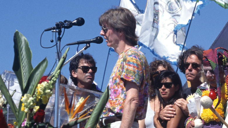 Mickey Hart, Phil Lesh, and Bob Weir at memorial event for Jerry Garcia