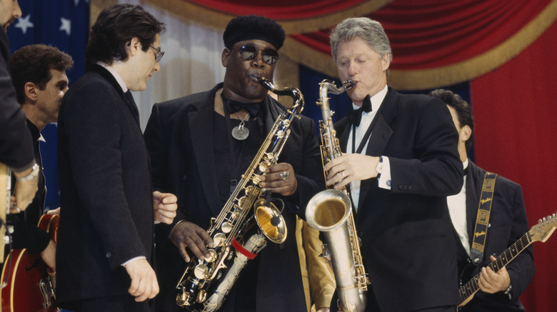 Bill Clinton playing saxophone inaugural ball