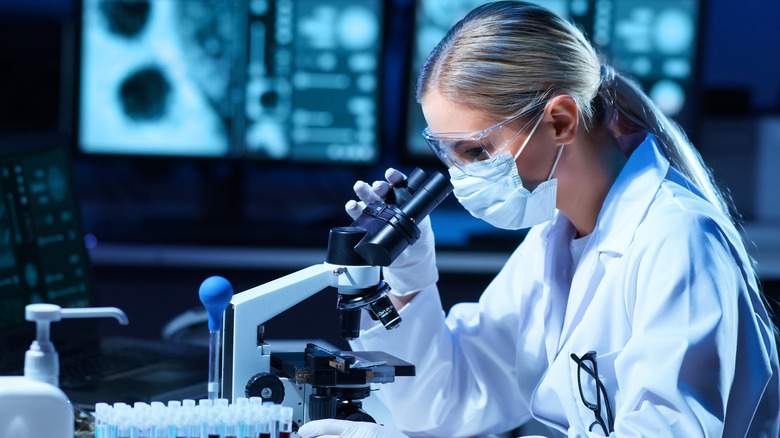 Scientist studying DNA