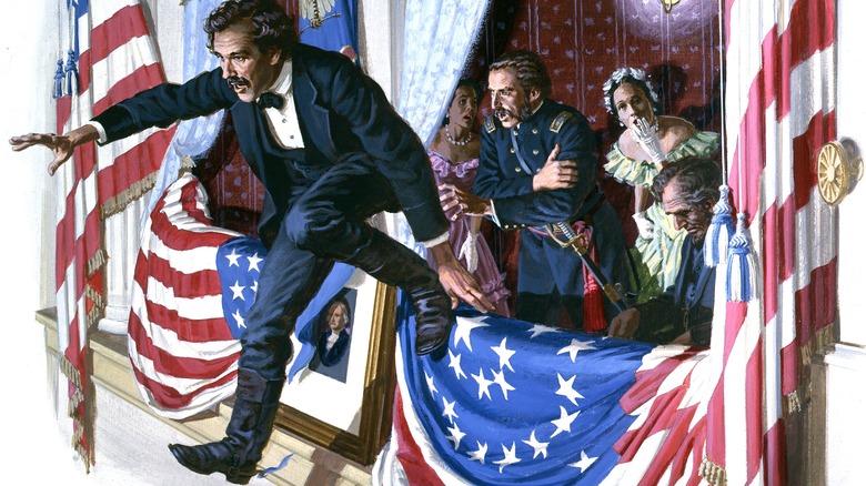 John Wilkes Booth flees from crime scene