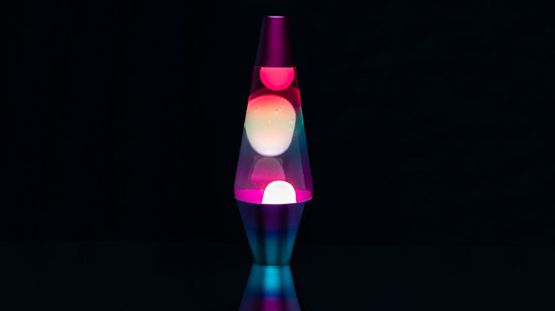 Lava lamp on black background