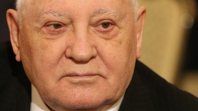 Mikhail Gorbachev looking serious