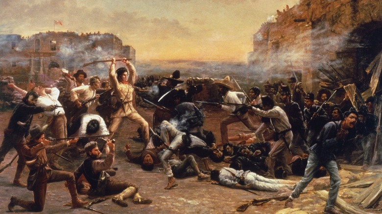 Fall of the Alamo painting battle scene