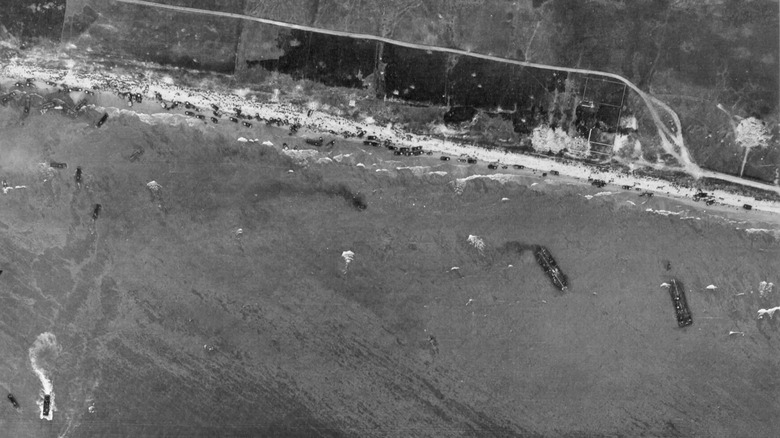 Aerial view of Omaha Beach, D-Day