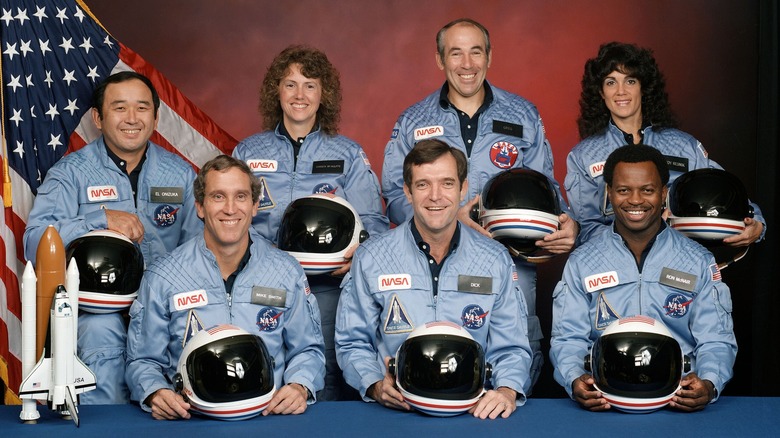 Challenger crew smiling group photo