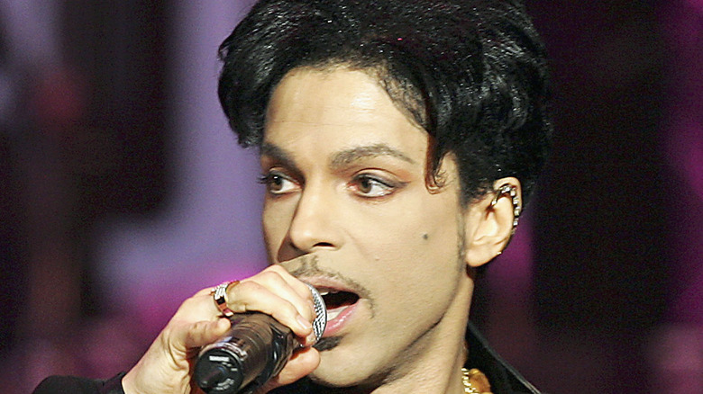 Prince with a microphone