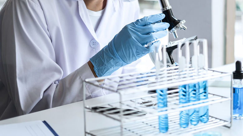 lab microscope vials blue