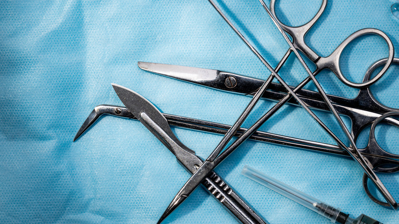 surgical tools blue medical