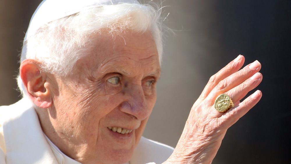 Pope Benedict XVI waves