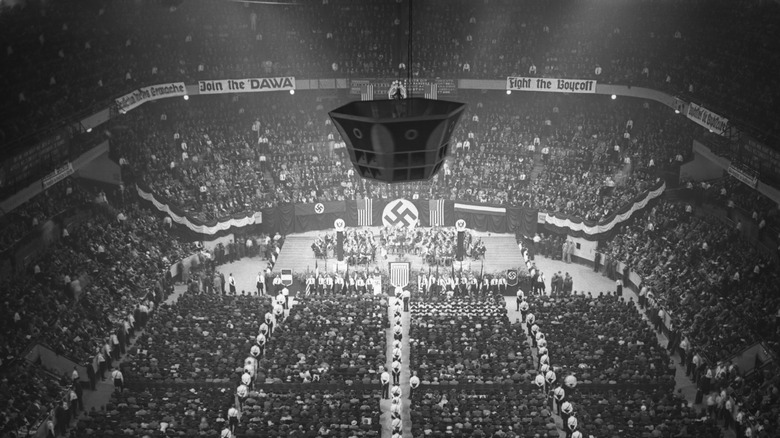 Overhead view of Nazi rally in Madison Square Garden, 1939