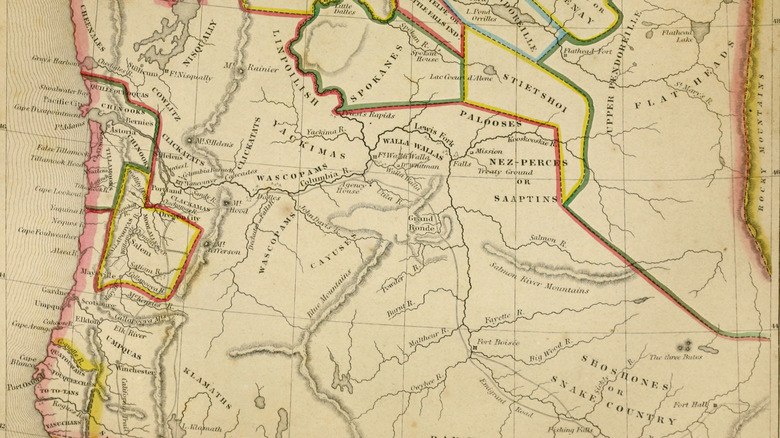 1860 map showing American Indian tribes of Pacific Northwest