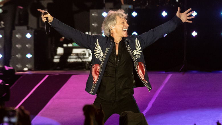 Jon Bon Jovi performing on stage