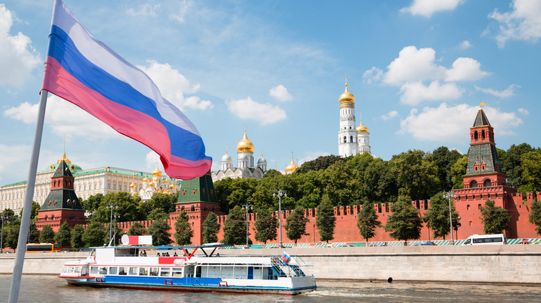 Russian flag waving near Kremlin