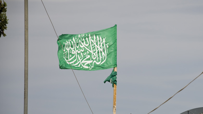 Hamas flag flying over West Bank