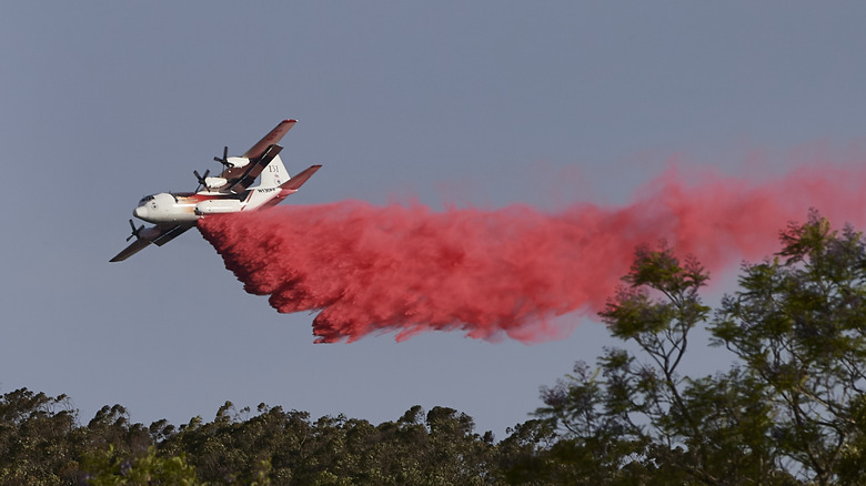 plane dropping fire retardant