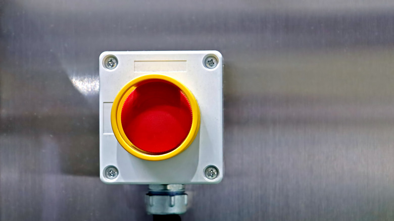 Close-up of emergency red button