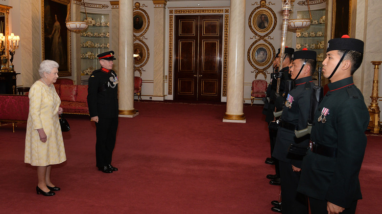Queen Elizabeth II in the bow room 