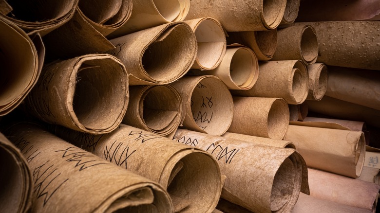 Old scrolls piled up