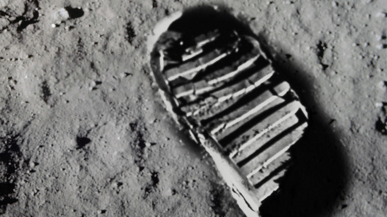 Astronaut footprint on the moon