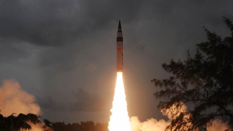 missile launching at night