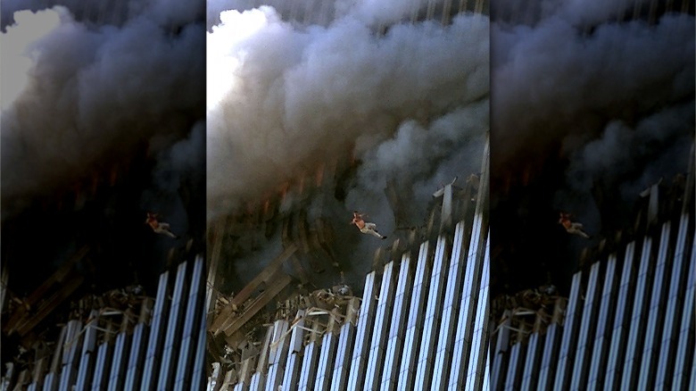 man jumping from world trade center