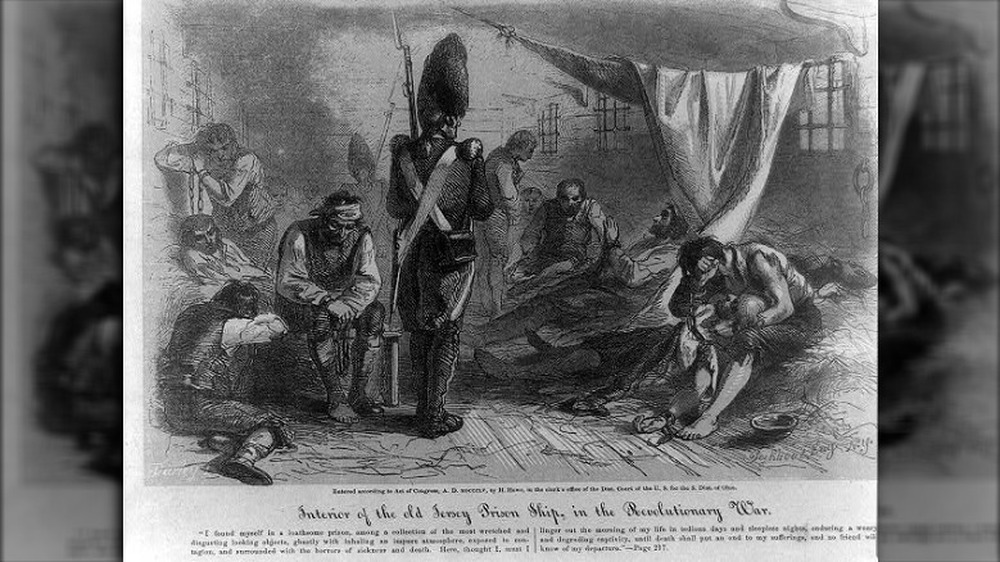 Interior of the old Jersey prison ship, in the Revolutionary War."  