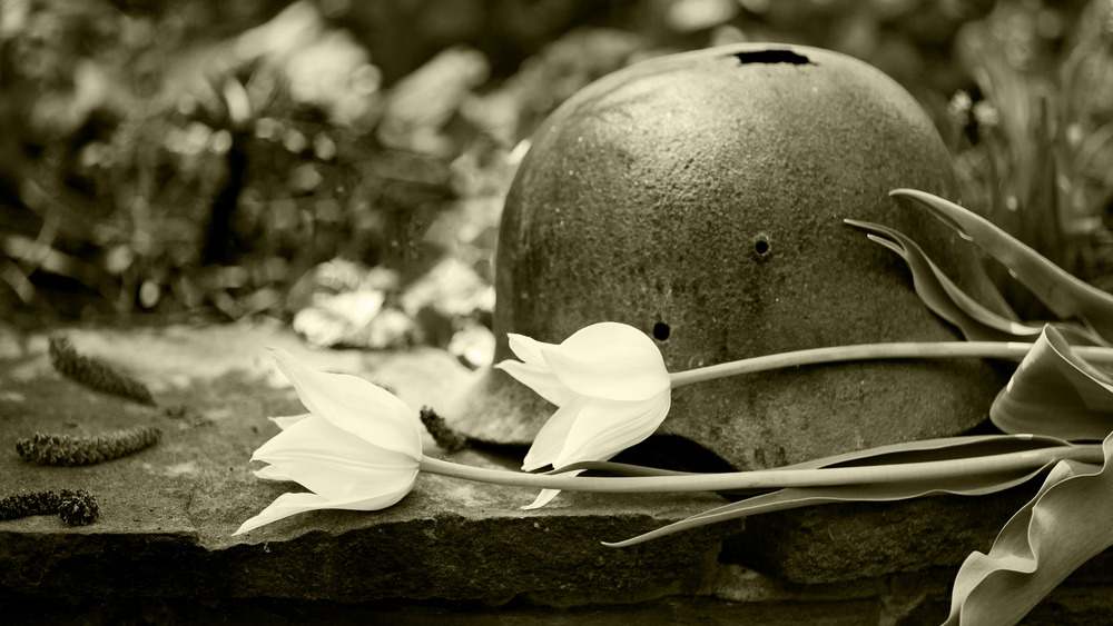 WWII german helmet holes