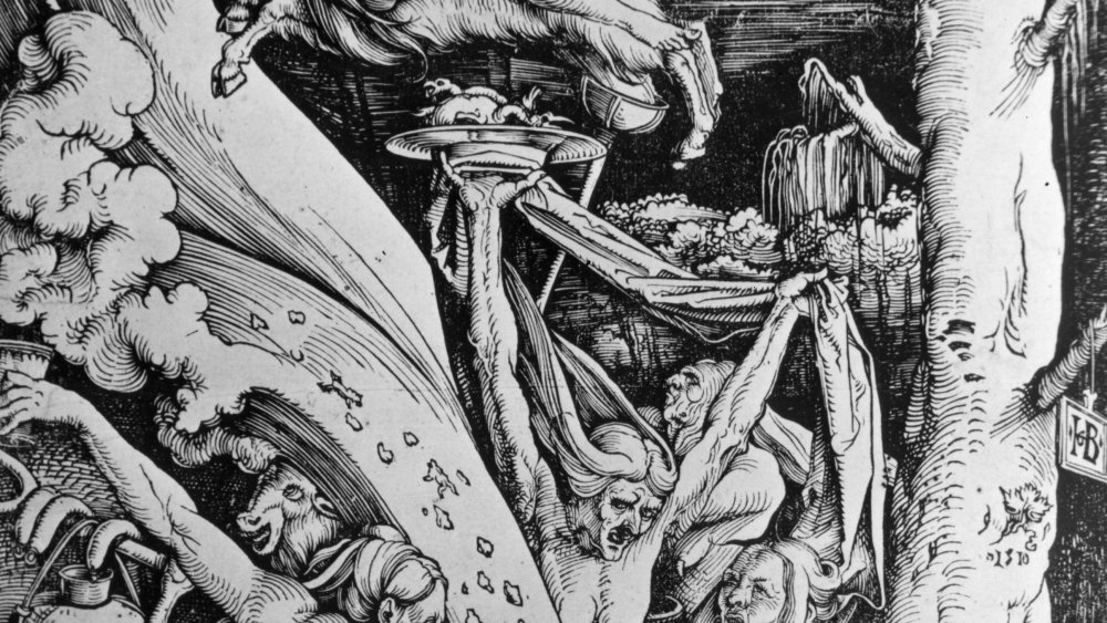 Drawing of women engaged in witchcraft