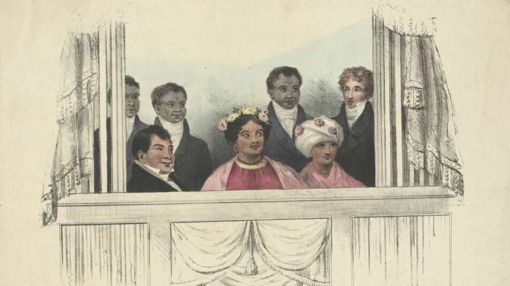 Illustration of Kamehameha II and his retinue at the theater