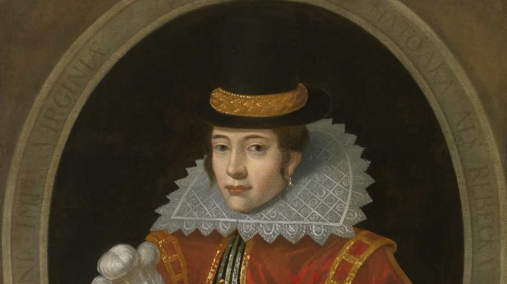 Portrait of Pocahontas, wearing lace collar