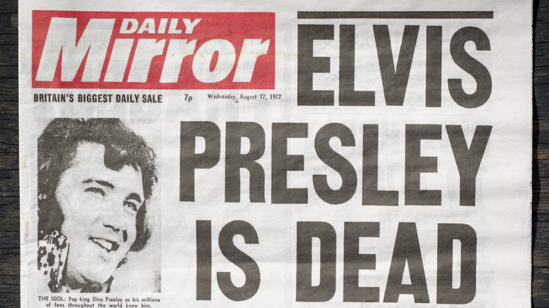 A newspaper announcing Elvis' death