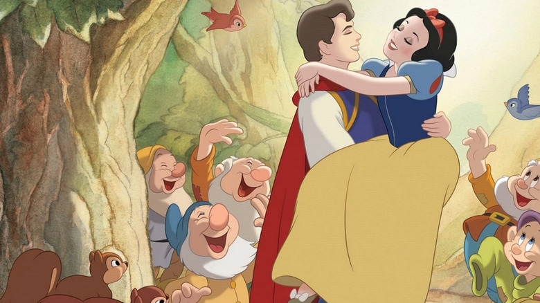 Snow White and Prince Charming in the woods