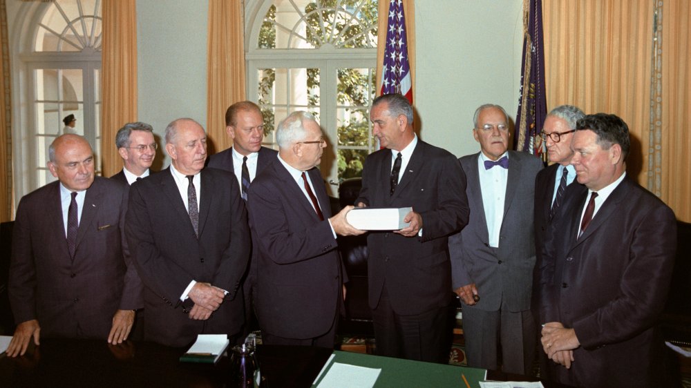 Members of the Warren Commission present their report to President Johnson on September 24, 1964