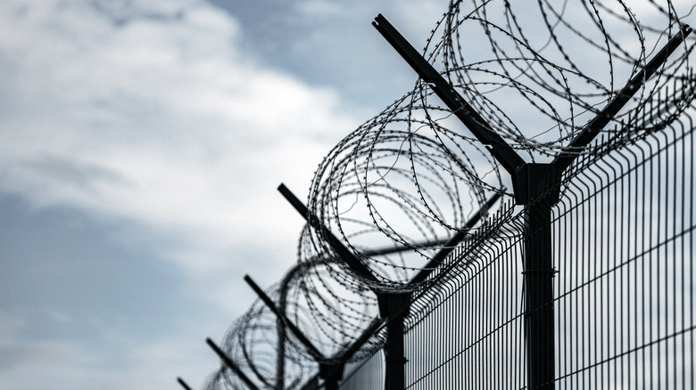 prison fence with razor wire 