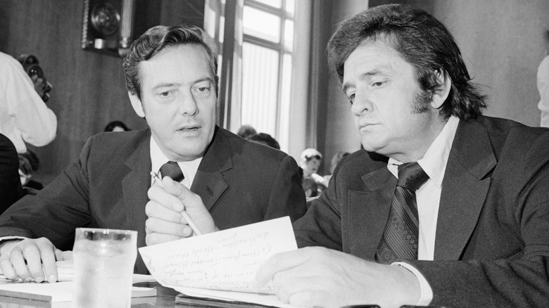 Johnny Cash speaks to the Senate with Sen. Bill Brock