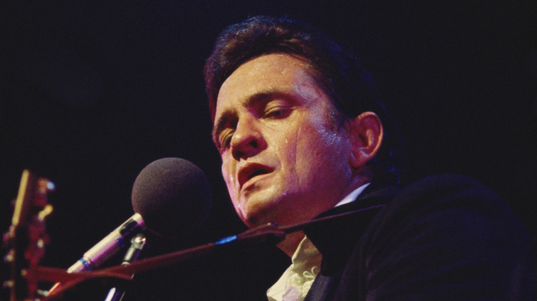 Johnny Cash on stage in the late 1960s