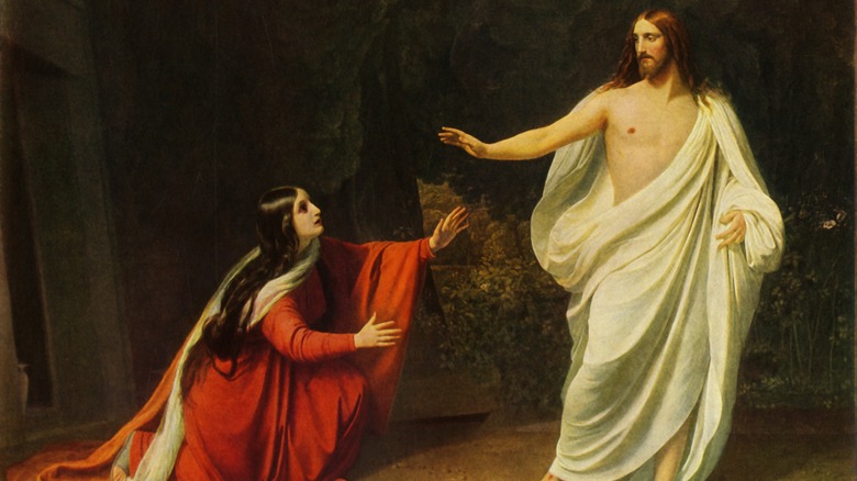 Jesus, resurrected, appears to Mary Magdalene 