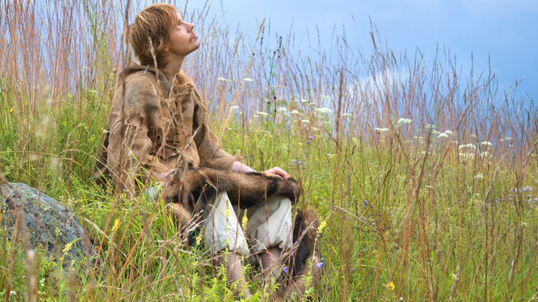 medieval peasant in a field