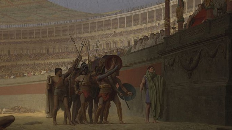 gladiators saluting emperor
