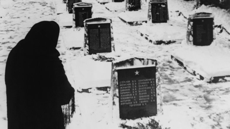 Woman in cemetery