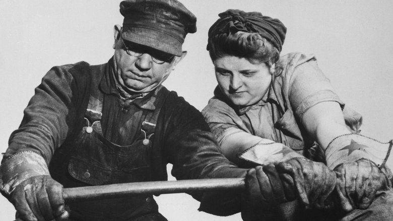 Man and woman working together