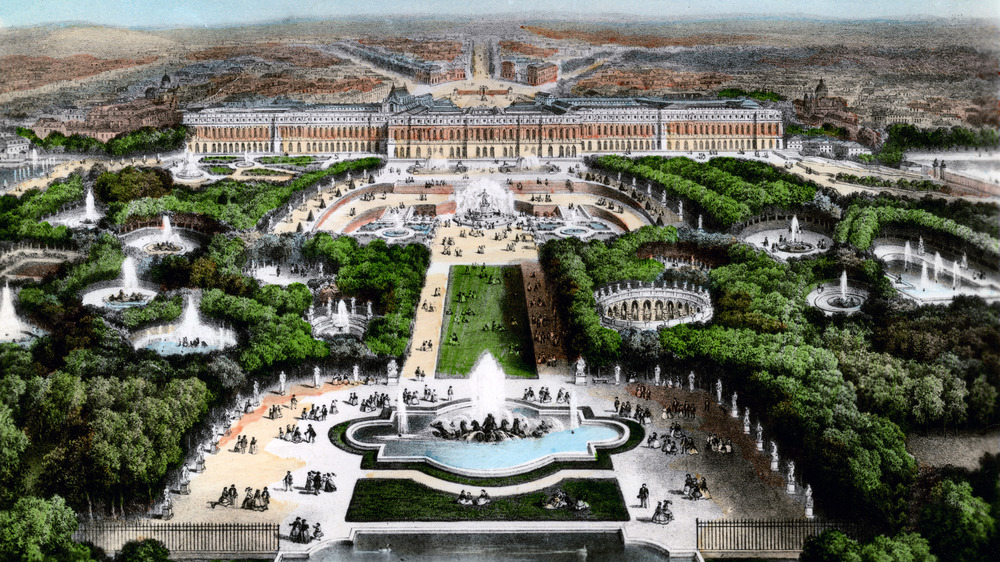 Drawing of aerial view of Versailles