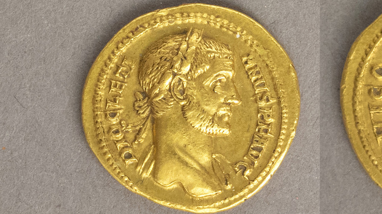 Roman coin showing Diocletian profile