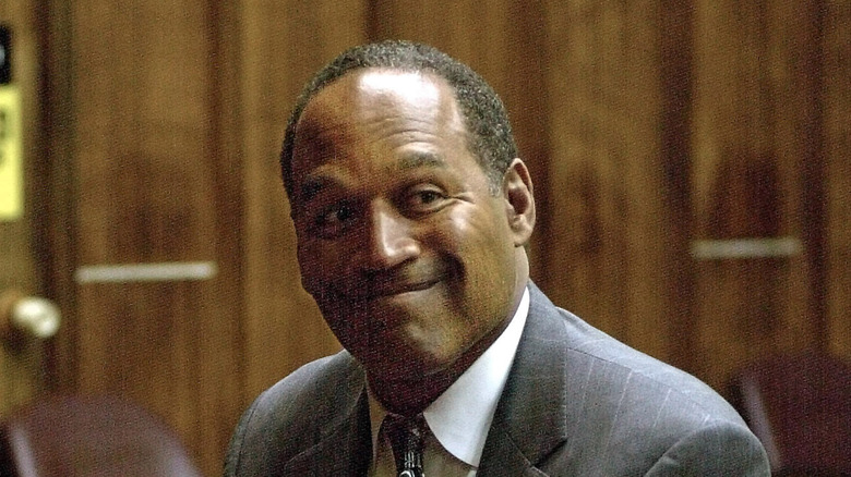 OJ Simpson grimacing in court