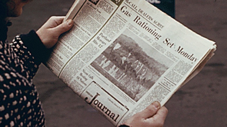 Gas rationing reported in newspaper
